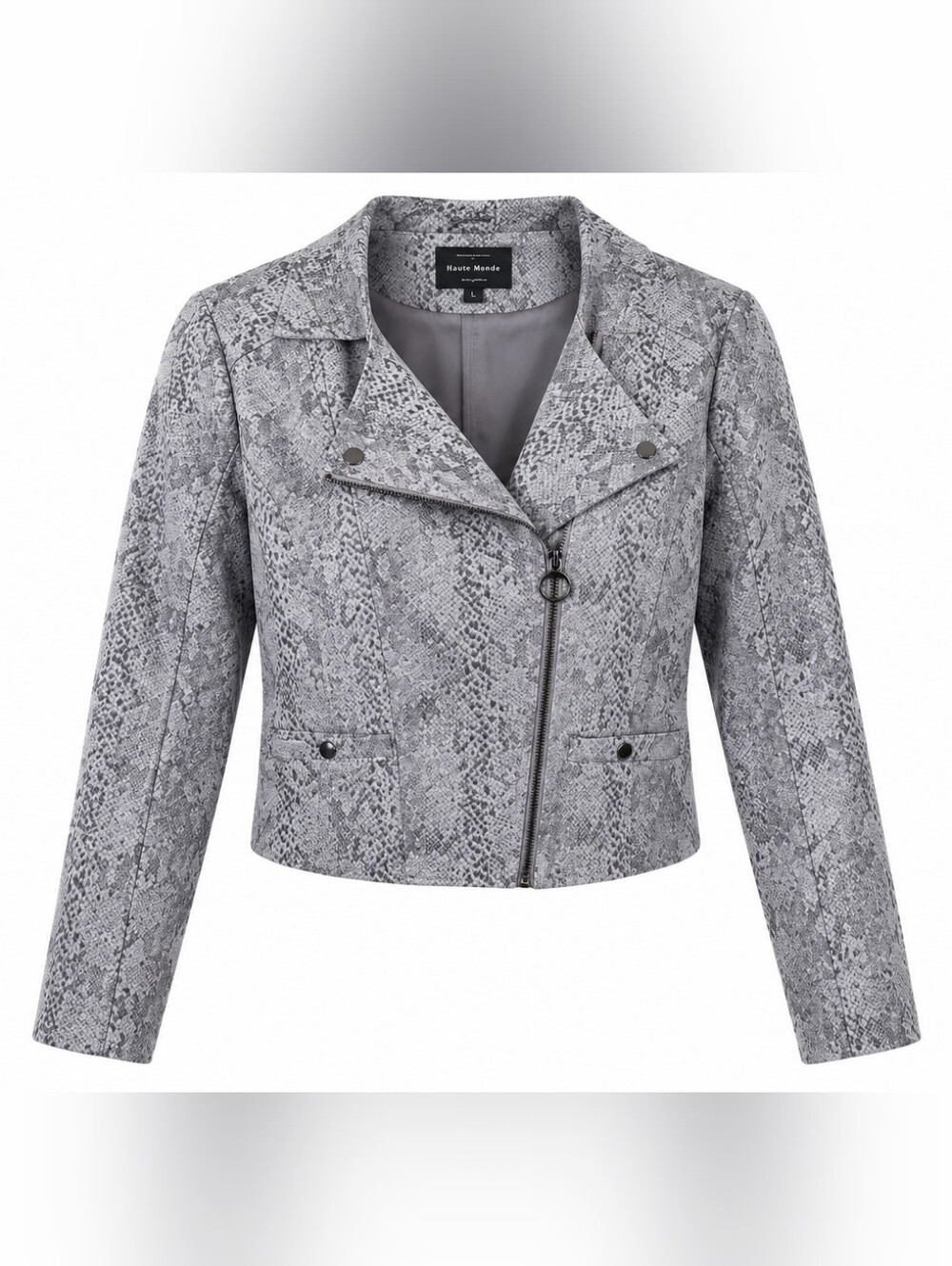 Faux snakeskin moto blazer